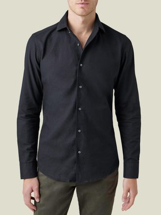 Luca Faloni Black Cotton (Brushed) Classic Shirt