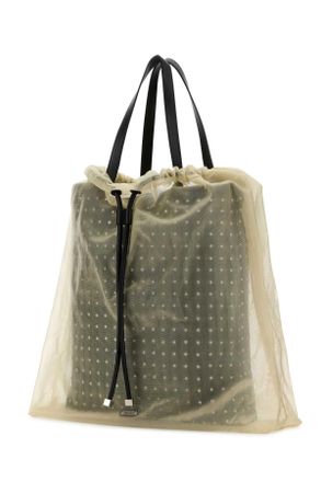 Alexander McQueen Womens Two-Tone Leather And Tulle Nebula Shopping Bag Blacksilver Borse A Mano