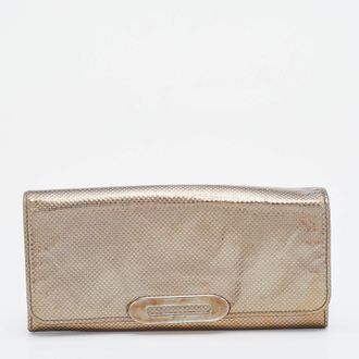 Tod's Tods Metallic Gold Textured Leather Continental Wallet