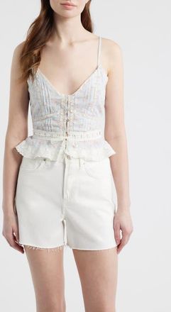 LoveShackFancy Avra Lace Peplum Camisole in Chapparal Blue at Nordstrom, Size 00