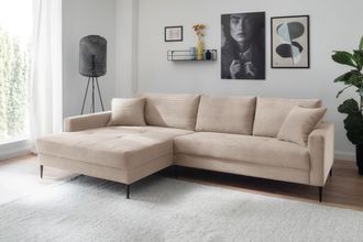Trends by HG Ecksofa »Summer L-Form« in Cord-Stoff mit Metallfuss
