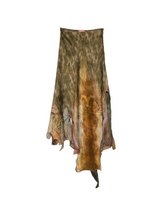 Diesel Asymmetrical Midi Skirt With Nature-Inspired Print