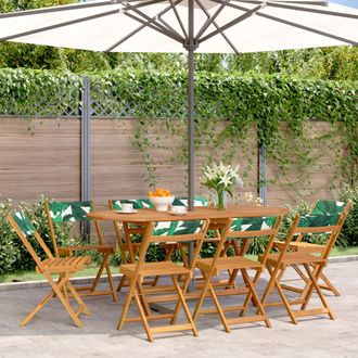 vidaXL Vidaxl - Sillas De Jard&iacute;n Reclinables 8 Uds Madera Maciza Y Tela Verde