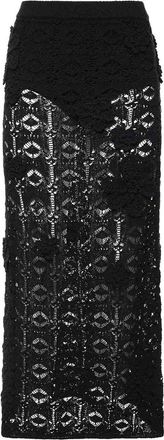 Pinko Crochet Midi Skirt With Flowers