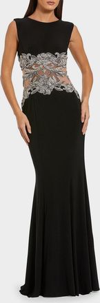 Mac Duggal Beaded-Waist Sleeveless Jersey Gown