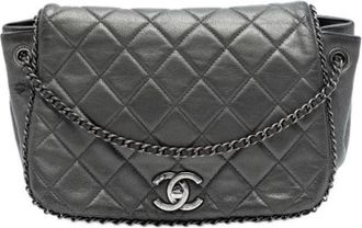 Chanel Pre-owned Quilted Flap Crossbody Bag - Dames - Vintage Schoudertas - Grijs - ONE Size - Leer - Vintage