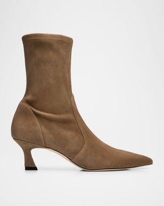 Stuart Weitzman 50mm Vinnie Suede Stretch Booties