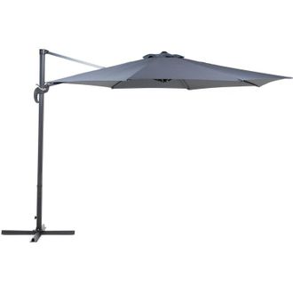 Beliani Beliani - Sombrilla Voladiza De Poli&eacute;ster Gris Oscuro Negro 300 Cm Poste Metal Savona