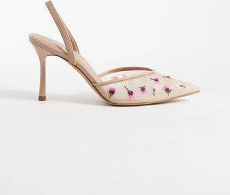 Aldo Aldo - Carollina - Scarpe con tacco in rete beige a fiori-Rosa