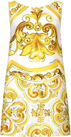 Dolce & Gabbana Majolica-print silk minidress - women - Silk - 42 - Yellow