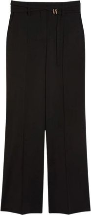 Sportmax Long Spxcera Broeken - Dames - Wijde Broeken - Zwart - XL - Wol - Broeken