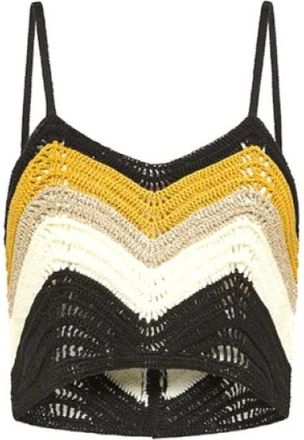 Forte_Forte Petite Short Top met Gehaakte Bandjes - Dames - Tops zonder mouwen - Veelkleurig - XS - Katoen - Tops