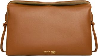 Celine Trio Flap in Glad Lamsleer - Dames - Schoudertassen - Bruin - ONE Size - Leer - Tassen