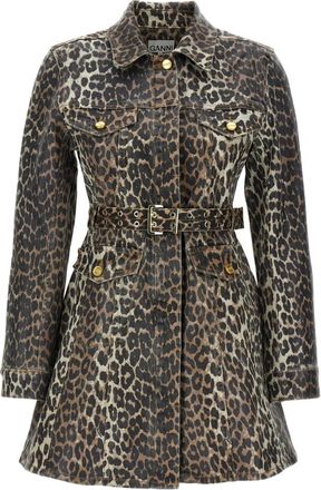 Ganni Kleedjes, Dames, Veelkleurig, S, Denim, Print Denim Mini Jurk