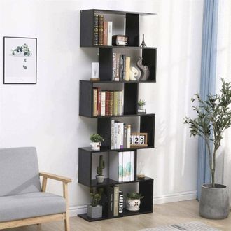 Dmora Dmora - Librería alta en zig zag con 6 estantes abiertos, Made in Italy, Estante para libros y documentos, Librería de oficina, cm 80x25h192, Color