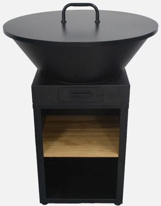 Sweeek Braciere barbecue &Oslash;81,5cm con griglia di cottura, spazio di stoccaggio e coperchio