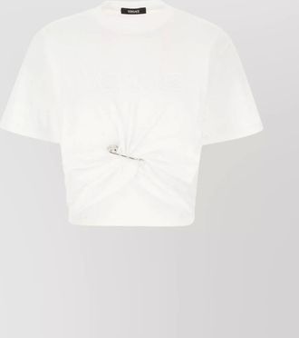 Versace cropped cotton t-shirt decorative pin