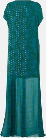 Dries Van Noten Abito lungo con stampa e borchie