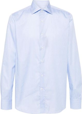 Canali Overhemd met krijtstreep - Blauw