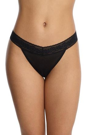 Skarlett Blue V-Front Lace Thong in Black at Nordstrom, Size Xx-Large