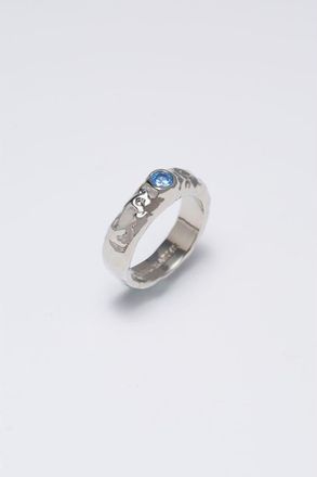 Classicharms Sylvie Cubic Zirconia Molten Stackable Ring in Silver/blue at Nordstrom, Size 8