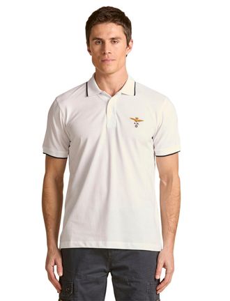 Aeronautica Polo Aeronautica Militaire logo op borst wit