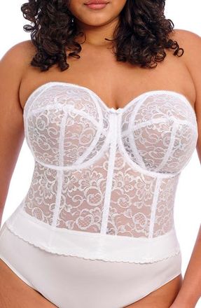 Goddess Long Line Lace Underwire Bustier in White at Nordstrom, Size 34Dd