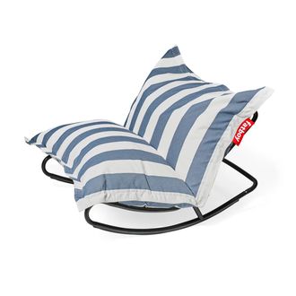 Fatboy Rock n Roll Lounge Chair, schwarz + Original Outdoor Sitzsack, stripe ocean blue