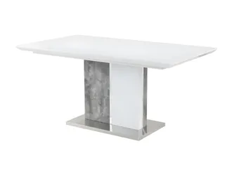Vente-Unique Mesa de comedor extensible EREN - 6 a 8 comensales - MDF - Color: blanco y cemento