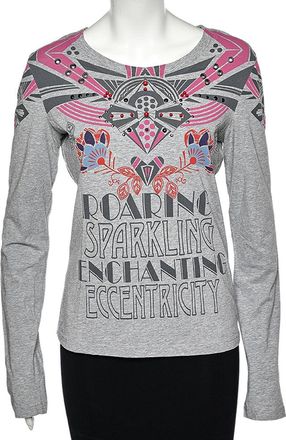 Love Moschino Grey Printed Cotton Long Sleeve T-Shirt