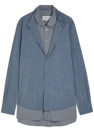 Maison Margiela Panelled Cotton-poplin Shirt - Blue - 40 (C15.75 / M)