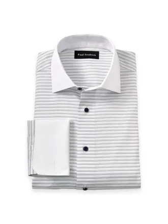 Paul Fredrick Slim Fit Non-iron Cotton Stripe Dress Shirt