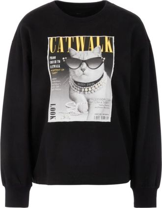 Marc Cain Sweatshirt met iconische print - Dames - Sweatshirts - Zwart - L - Katoen - Hoodies & sweatvesten