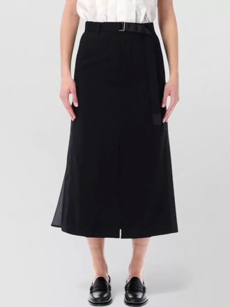 sacai tailored wool blend midi skirt