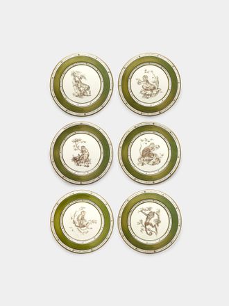 Laboratorio Paravicini Monkeys Ceramic Salad / Dessert Plates - 9in/23cm (Set of 6)