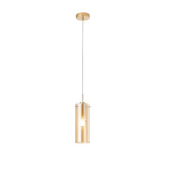 Luce-Ambiente-Design L&aacute;mpara de techo de metal dorado con difusor de cristal &aacute;mbar