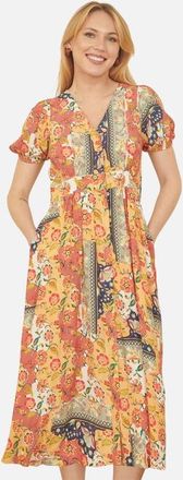 Yumi Floral Patchwork Print Midi Shirt Dress in Multi at Nordstrom, Size 10