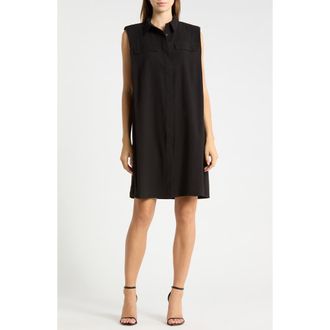 Ichi Tie Waist Shirtdress in Black at Nordstrom Rack, Size 10 Us / 42 Eu