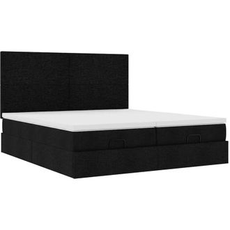 vidaXL Estructura De Cama Otomana Con Colchones Tela Negra 200x200cm Vidaxl