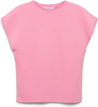Mango Cap Sleeve Fine Knit Sweater in Pastel Pink at Nordstrom, Size X-Small