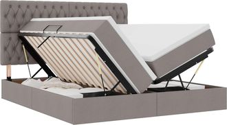 vidaXL Cama De Almacenamiento Led Con Colch&oacute;n Topo 180 X 200 Cm Tela Vidaxl