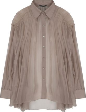 Alberta Ferretti Beige Relaxed Pleated Shirt