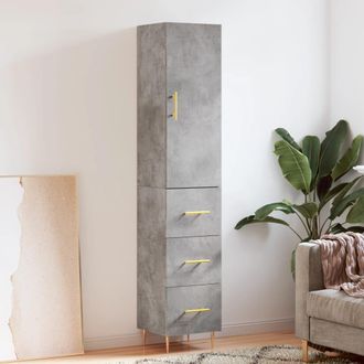 Berkfield Home Highboard Concrete Grey 34.5x34x180 cm Engineered Wood
