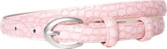 Accessoryo Light Pink Snakeskin Effect PU Skinny Belt With Silver Oval Pin Buckle Simple Waist For Girls and Women