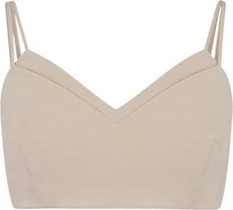 Simona Corsellini Crop Top - Dames - Tops zonder mouwen - Beige - M - Satijn - Tops