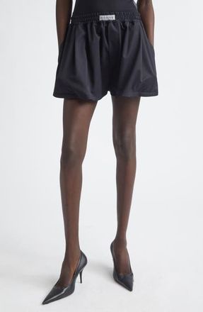 Balenciaga A-Line Wool Blend Twill Boxer Shorts in 1000 Black at Nordstrom, Size 10 Us
