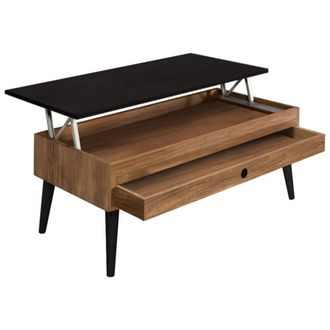 HOGAR 24 Mesa Centro Elevable Madera Caj&oacute;n Deslizante Color Cera y Negro