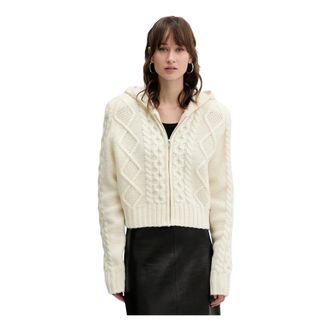 Rotate Rotate Birger Christensen, Truien & Vesten, Dames, Beige, M, Wol, Gebreide Cardigan met Capuchon