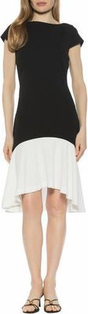 Alexia Admor Renata Cap Sleeve Handkerchief Hem Knit Dress in Black/White at Nordstrom Rack, Size X-Small