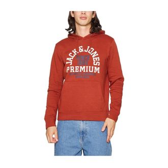 Jack & Jones Rode Logo Hoodie Booster - Heren - Hoodies - Rood - M - Katoen - Hoodies & sweatvesten